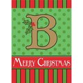 Magnolia Garden Flags Magnolia Garden Flags 1648 13 x 18 in. Merry Christmas Monogram B Burlap Garden Flag 1648